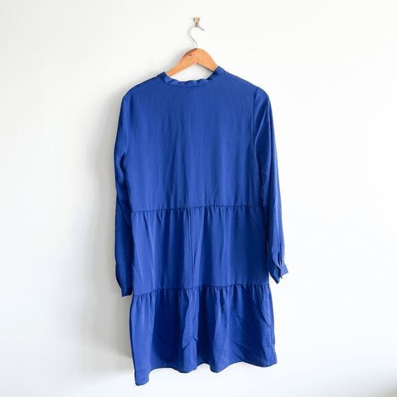 Joe Fresh Midi Polo Dress Long Sleeve Ruffled Blue Medium - Picture 2 of 7